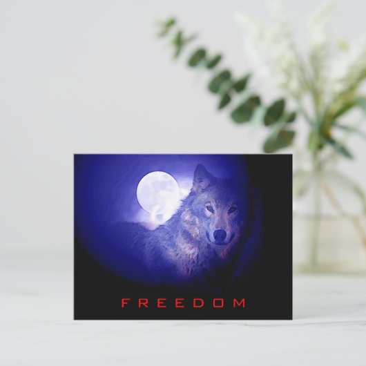 Vrijheid - Free Spirit Wolf & Moon Kaart (Staand voorkant)