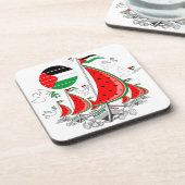 Vrijheid Global Sumud Flotilla boten naar Gaza Bier Onderzetter (Linkerzijde)