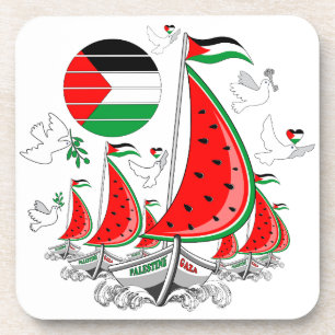 Vrijheid Global Sumud Flotilla boten naar Gaza Bier Onderzetter