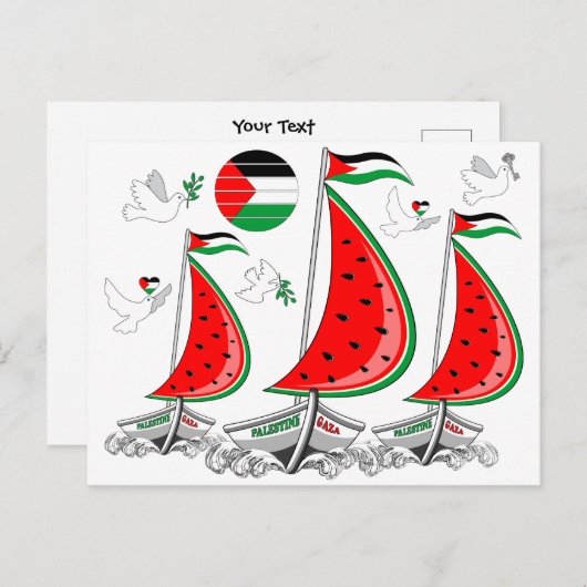 Vrijheid Global Sumud Flotilla boten naar Gaza Briefkaart (Voorkant / Achterkant)