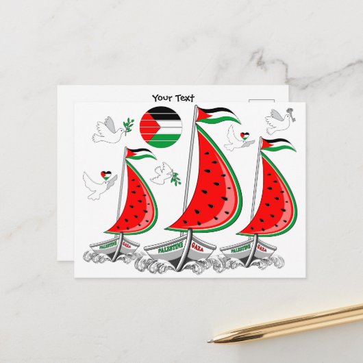 Vrijheid Global Sumud Flotilla boten naar Gaza Briefkaart (Voorkant / Achterkant in situ)