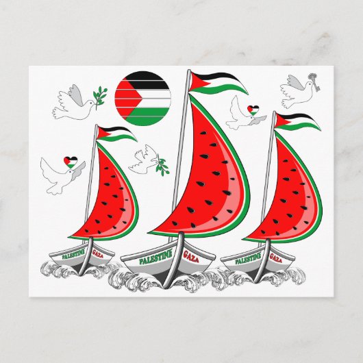 Vrijheid Global Sumud Flotilla boten naar Gaza Briefkaart (Voorkant)