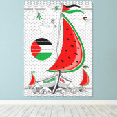 Vrijheid Global Sumud Flotilla boten naar Gaza Canvas Afdruk (Insitu (Houten vloer))
