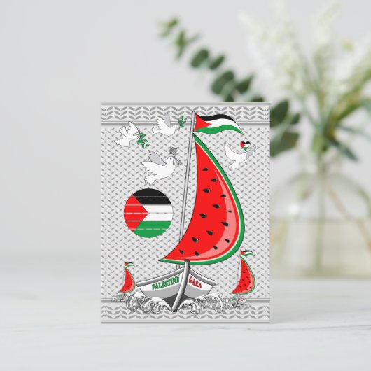 Vrijheid Global Sumud Flotilla boten naar Gaza Feestdagenkaart (Staand voorkant)