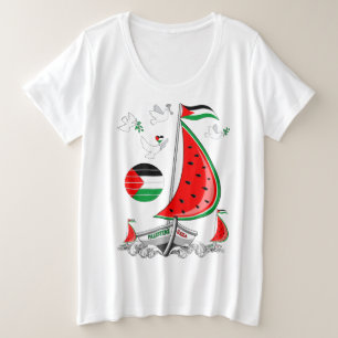 Vrijheid Global Sumud Flotilla boten naar Gaza Grote Maat T-shirt