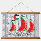 Vrijheid Global Sumud Flotilla Boten naar Gaza Han Hangend Wandkleed (Voorkant)