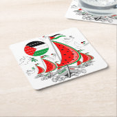 Vrijheid Global Sumud Flotilla boten naar Gaza Kartonnen Onderzetters (Schuin)