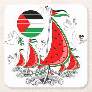 Vrijheid Global Sumud Flotilla boten naar Gaza Kartonnen Onderzetters