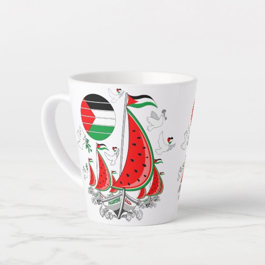 Vrijheid Global Sumud Flotilla boten naar Gaza Latte Mok (Linkerhoek)