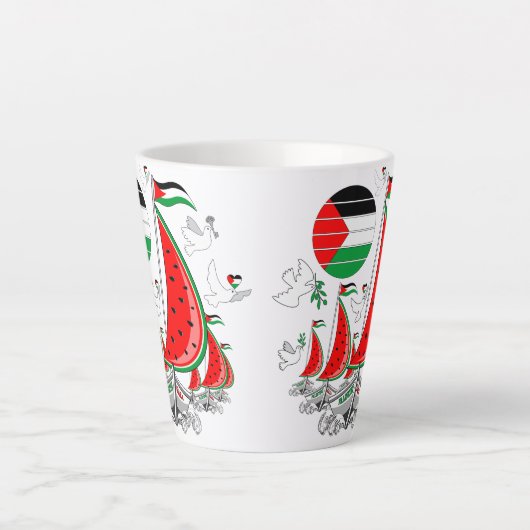 Vrijheid Global Sumud Flotilla boten naar Gaza Latte Mok (Voorkant)