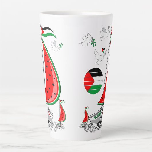 Vrijheid Global Sumud Flotilla boten naar Gaza Latte Mok (Voorkant)