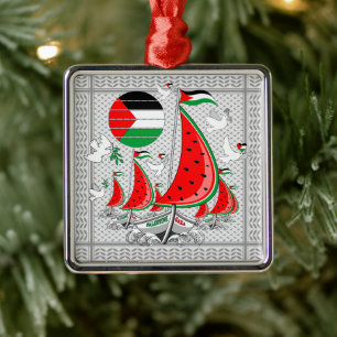 Vrijheid Global Sumud Flotilla boten naar Gaza Metalen Ornament