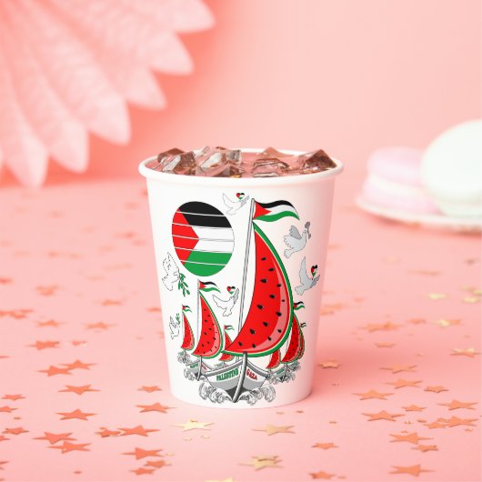 Vrijheid Global Sumud Flotilla boten naar Gaza Papieren Bekers (Insitu)