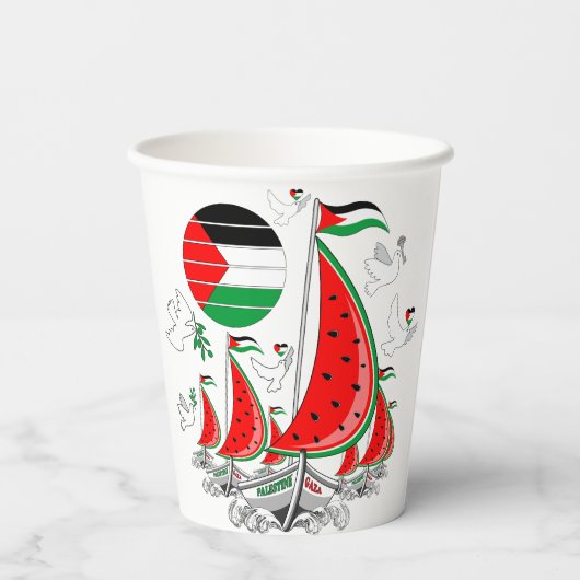 Vrijheid Global Sumud Flotilla boten naar Gaza Papieren Bekers (Achterkant)