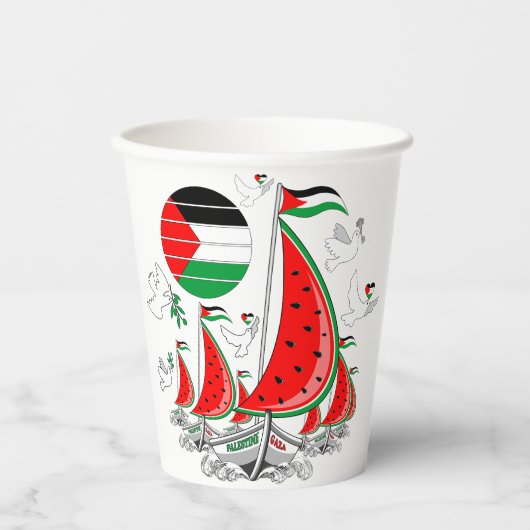 Vrijheid Global Sumud Flotilla boten naar Gaza Papieren Bekers (Voorkant)