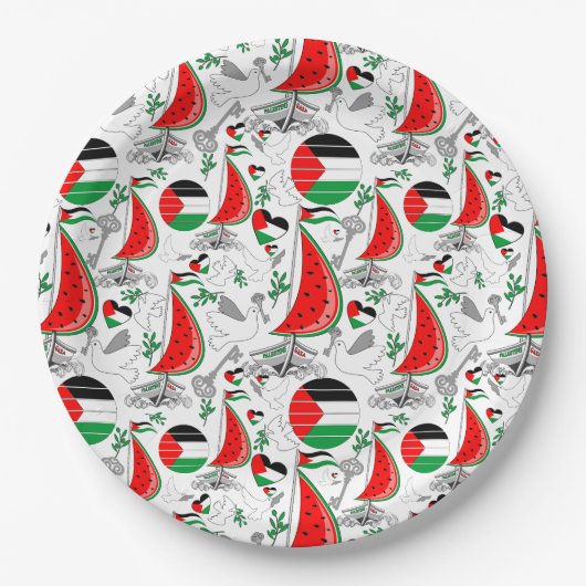 Vrijheid Global Sumud Flotilla boten naar Gaza Papieren Bordje (Voorkant)