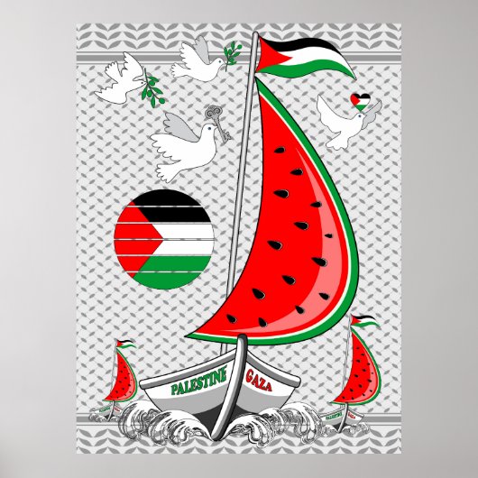 Vrijheid Global Sumud Flotilla boten naar Gaza Poster (Voorkant)