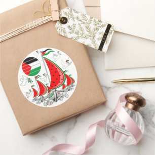 Vrijheid Global Sumud Flotilla boten naar Gaza Ronde Sticker