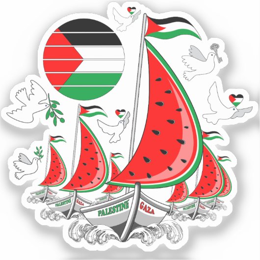 Vrijheid Global Sumud Flotilla boten naar Gaza Sticker (Voorkant)
