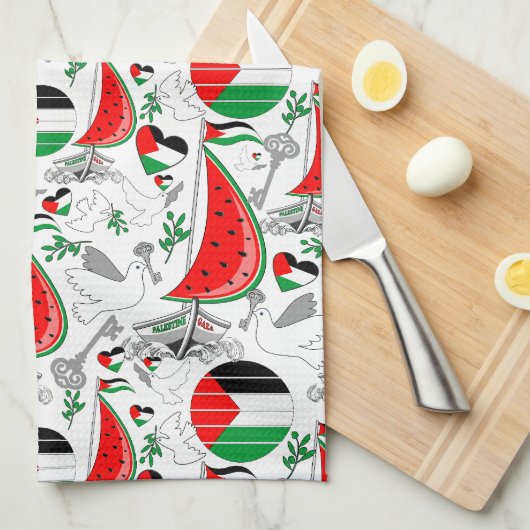 Vrijheid Global Sumud Flotilla boten naar Gaza Theedoek (Quarter Fold)