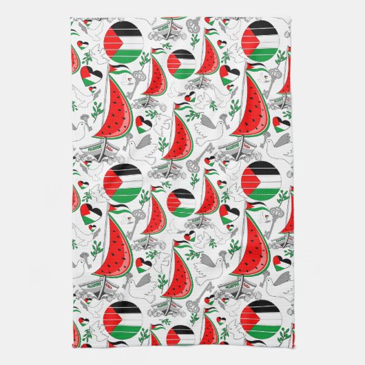 Vrijheid Global Sumud Flotilla boten naar Gaza Theedoek (Verticaal)