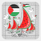 Vrijheid Global Sumud Flotilla boten naar Gaza Vierkante Sticker (Voorkant)