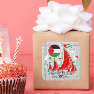 Vrijheid Global Sumud Flotilla boten naar Gaza Vierkante Sticker