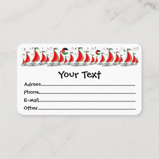 Vrijheid Global Sumud Flotilla boten naar Gaza Visitekaartje (Voorkant)