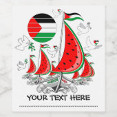 Vrijheid Global Sumud Flotilla boten naar Gaza Wijn Etiket (Enkel label)