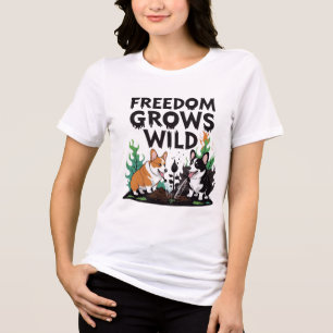 Vrijheid groeit wild – Enge Corgi Tuinieren Cartoo Tri-Blend Shirt