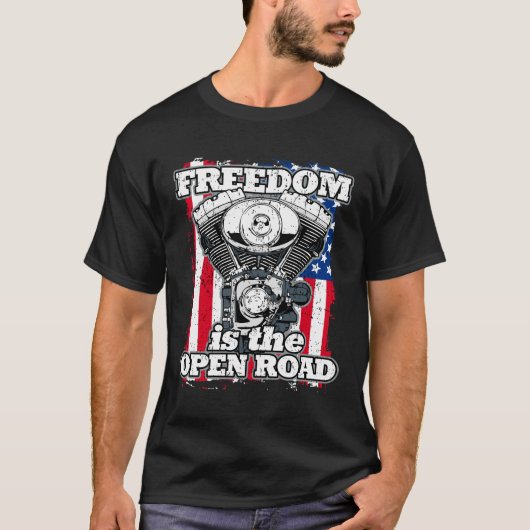 Vrijheid is de open weg die de Amerikaanse vlagbai T-shirt (Voorkant)