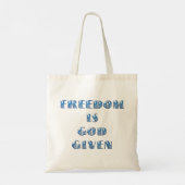 Vrijheid Is Door God Gegeven, Blauw Tote Bag (Achterkant)