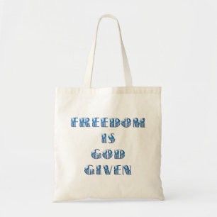 Vrijheid Is Door God Gegeven, Blauw Tote Bag