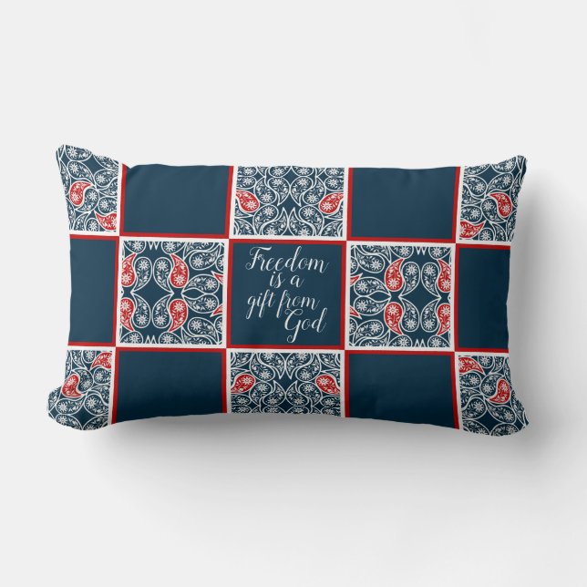 "Vrijheid is een geschenk van God" Paisley Kussen (Voorkant)