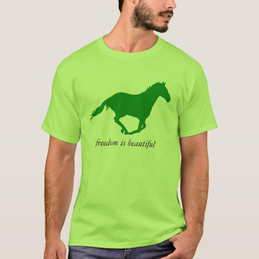 Vrijheid is een prachtig "groen paard" t-shirt (Voorkant)