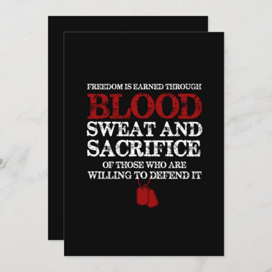 vrijheid is een verdiend bloedzweet en opoffering  feestdagenkaart (Voorkant / Achterkant)