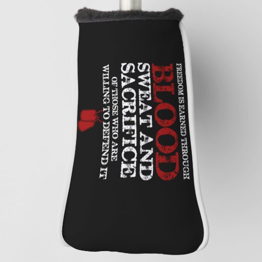 vrijheid is een verdiend bloedzweet en opoffering  golfheadcover (Draai 90)