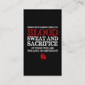vrijheid is een verdiend bloedzweet en opoffering  visitekaartje (Voorkant)