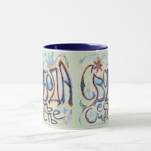 "Vrijheid is geluk" (in het Russisch) Mok (Midden)