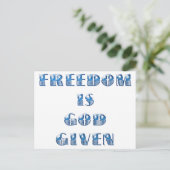Vrijheid is God gegeven, Blauw Briefkaart (Staand voorkant)