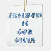 Vrijheid is God gegeven, Blauw Keramisch Ornament (Links)