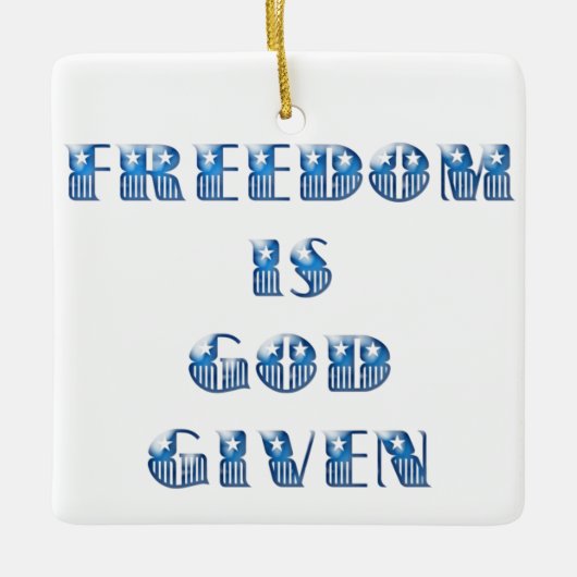 Vrijheid is God gegeven, Blauw Keramisch Ornament (Voorkant)