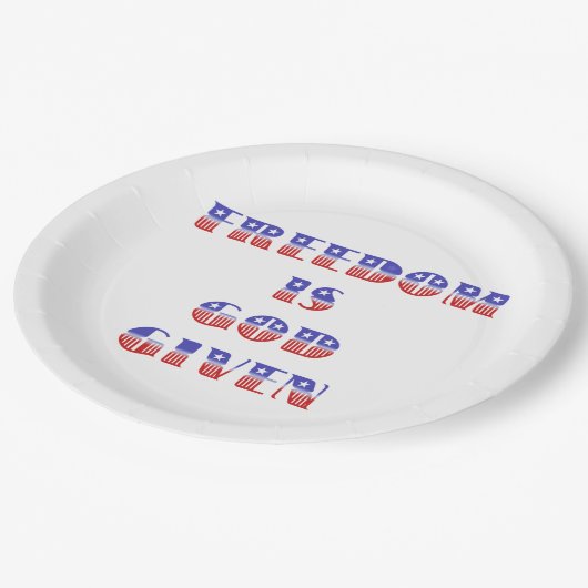 Vrijheid is God gegeven, rood wit en blauw Papieren Bordje (Gekanteld)