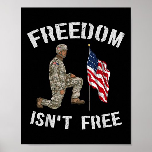Vrijheid is gratis Amerikaanse vlag Veteraan Memor Poster (Voorkant)