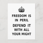 Vrijheid is in Peril. Verdedig het met al uw mogel Briefkaart (Voorkant)