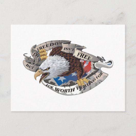 Vrijheid is niet vrij, maar het is de moeite waard briefkaart (Voorkant)