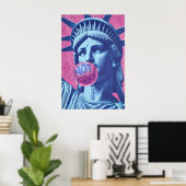 Vrijheid is niet vrij Retro Pop Vrijheidsbeeld Poster (Thuiskantoor)