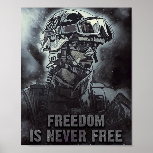 Vrijheid is nooit vrij Militair en Soldaat Quote Poster (Voorkant)