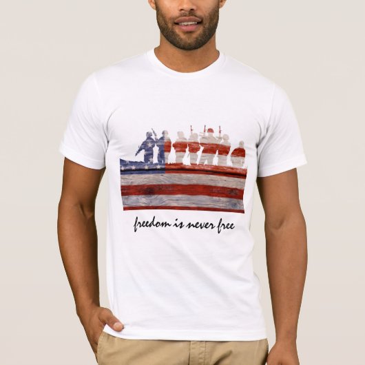 Vrijheid is nooit vrij; steun voor onze troepen t-shirt (Voorkant)