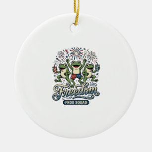Vrijheid Kikker Team Vintage Patriottisch Shirt On Keramisch Ornament